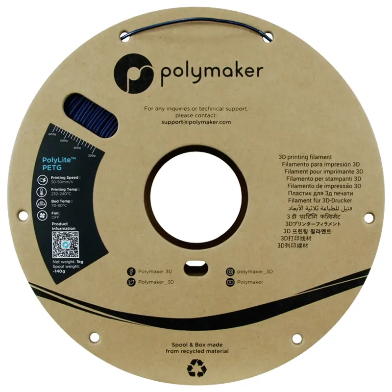 PB01034 Filament PETG Hoge treksterkte 1.75 mm 1000 g PolyLite™ Donker Blauw van Polymaker in Kleurloos – productfoto 2 van 2