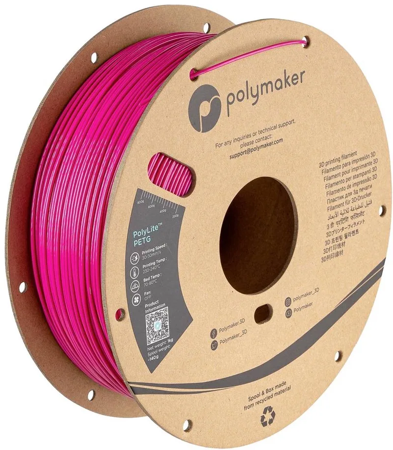 PB01039 Filament PETG Hittebestendig, Hoge stijfheid 1.75 mm 1000 g Magenta PolyLite™ 1 stuk(s) de Polymaker en Kleurloos – photo produit