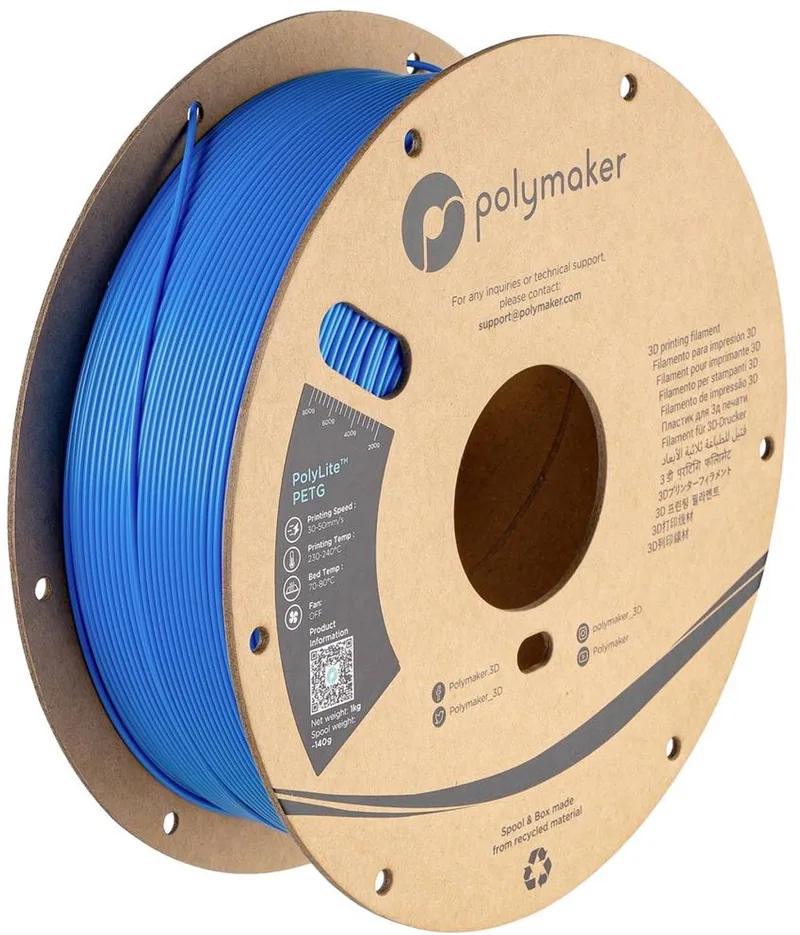 PB01042 Filament PETG Hittebestendig, Hoge treksterkte 1.75 mm 1000 g Electric Blue PolyLite™ 1 stuk(s) von Polymaker in Kleurloos – Produktfoto
