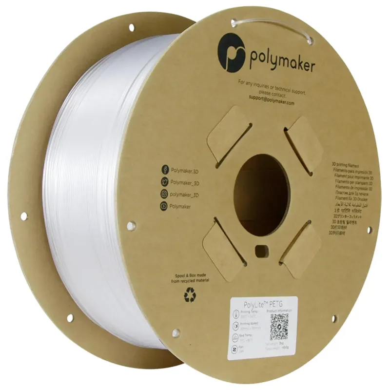 PB01044 Filament PETG hitzebeständig, hohe Zugfestigkeit 1.75 mm 3000 g Klar PolyLite™ 1 St. von Polymaker – Produktfoto