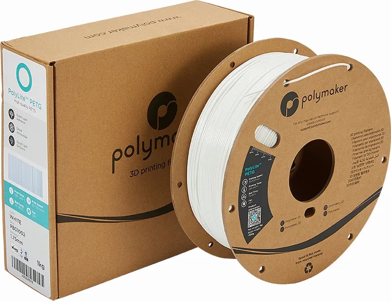 PB01052 Filament PETG Hittebestendig, Hoge treksterkte 1.75 mm 3000 g Wit PolyLite™ 1 stuk(s) van Polymaker in Kleurloos – productfoto