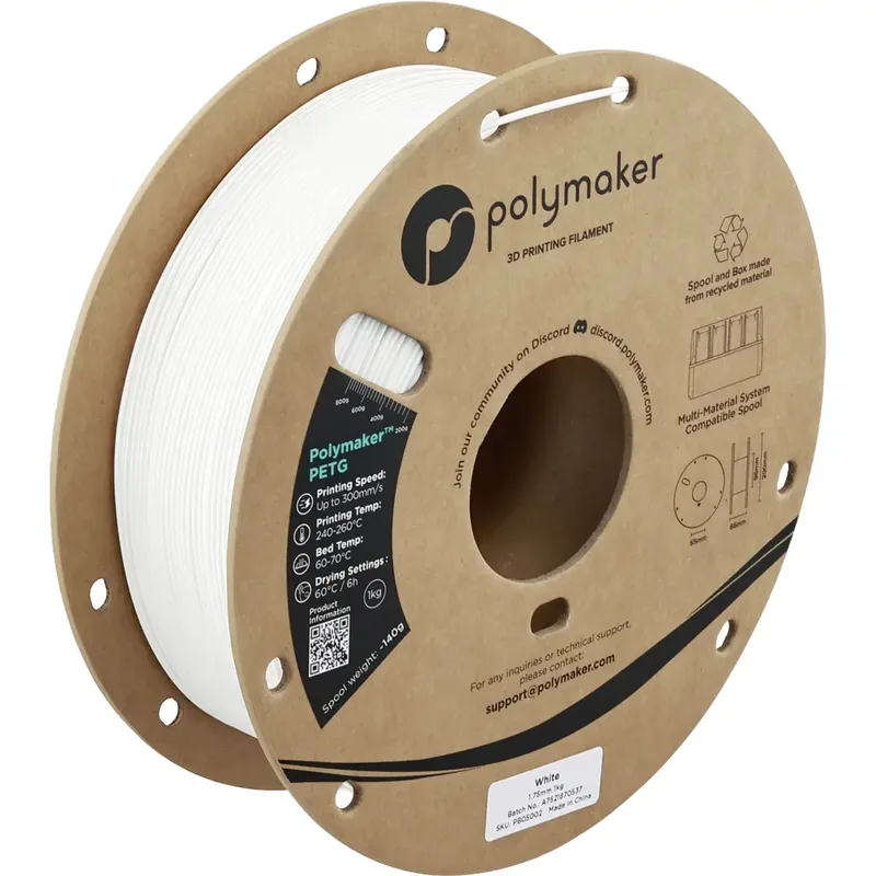 PB05002 PB05002 Filament PETG Highspeed filament 1.75 mm 1000 g Wit 1 stuk(s) van Polymaker – productfoto