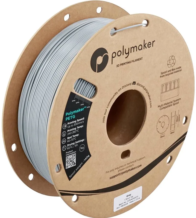 PB05003 Filament PETG Highspeed filament 1.75 mm 1000 g Grijs 1 stuk(s) van Polymaker in Kleurloos – productfoto