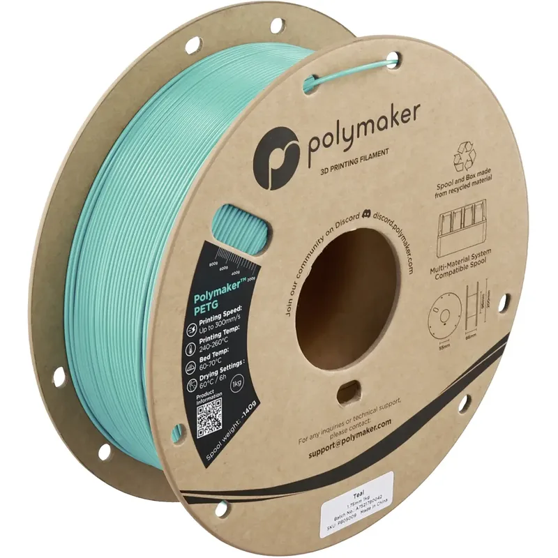 PB05009 PB05009 Filament PETG Hittebestendig 1.75 mm 1000 g Teal, Blauw-groen 1 stuk(s) von Polymaker – Produktfoto