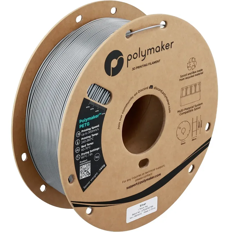 PB05010 PB05010 Filament PETG Highspeed filament 1.75 mm 1000 g Silver, Zilver 1 stuk(s) by Polymaker – product photo