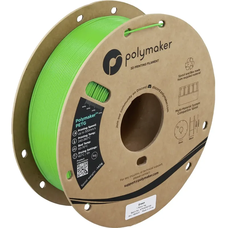 PB05011 PB05016 Filament PETG Highspeed filament 1.75 mm 1000 g Green, Groen 1 stuk(s) by Polymaker – product photo