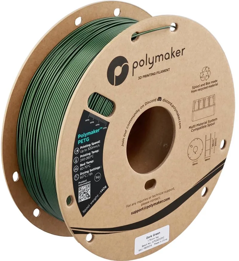 PB05016 Filament PETG Highspeed filament 1.75 mm 1000 g Dark Green, Donkergroen, Groen 1 stuk(s) van Polymaker in Kleurloos – productfoto