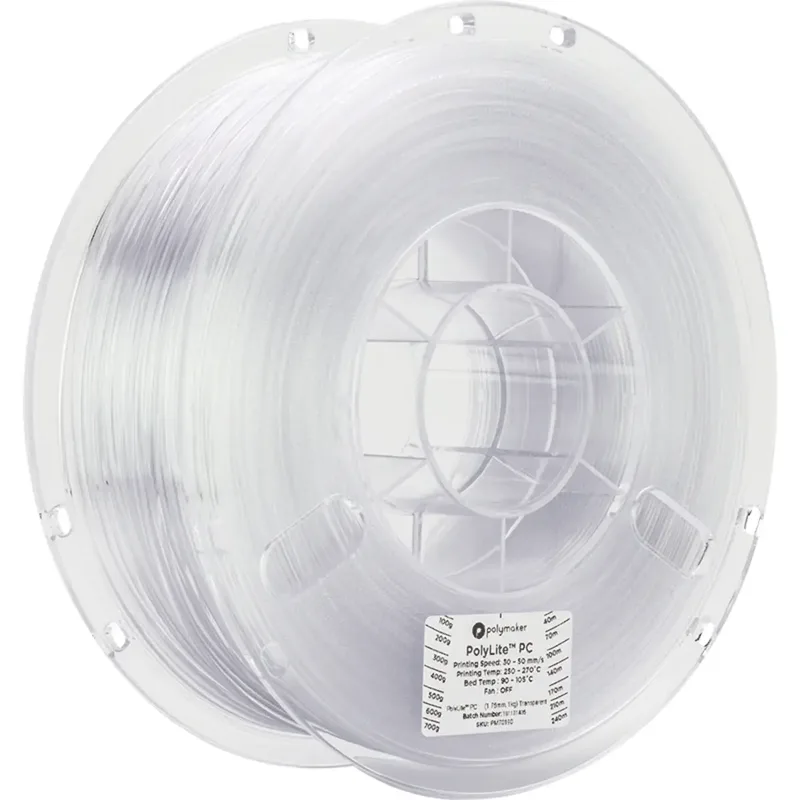 PC01001 PolyLite Filament PC (Polycarbonat) hohe Steifigkeit, hitzebeständig 1.75 mm 1000 g Transparent 1 St. von Polymaker – Produktfoto