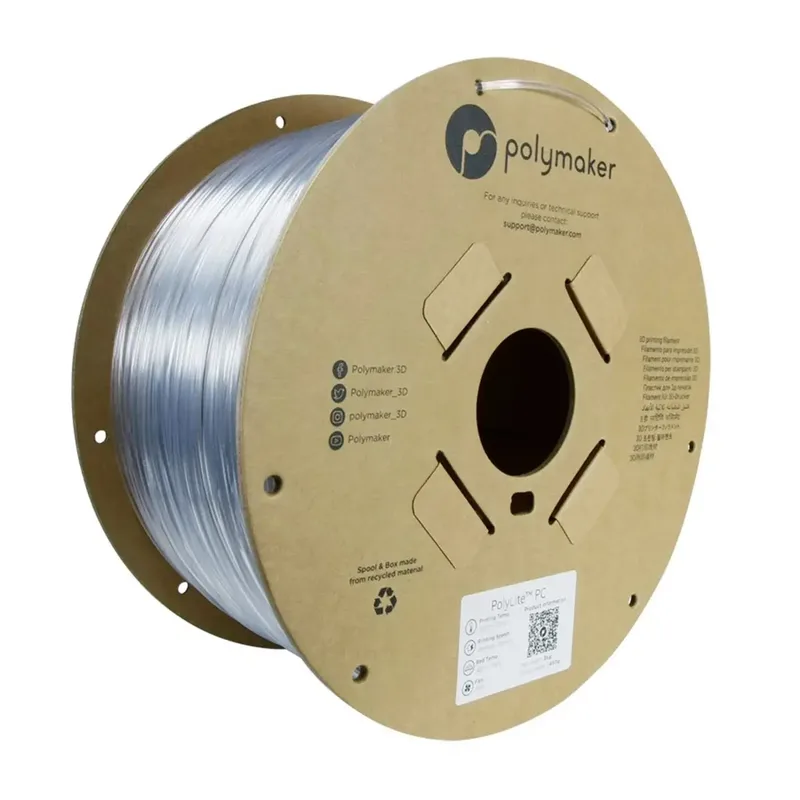 PC01003 PolyLite Filament PC (polycarbonaat) Hoge stijfheid, Hittebestendig 1.75 mm 3000 g Transparant 1 stuk(s) från Polymaker – produktbild