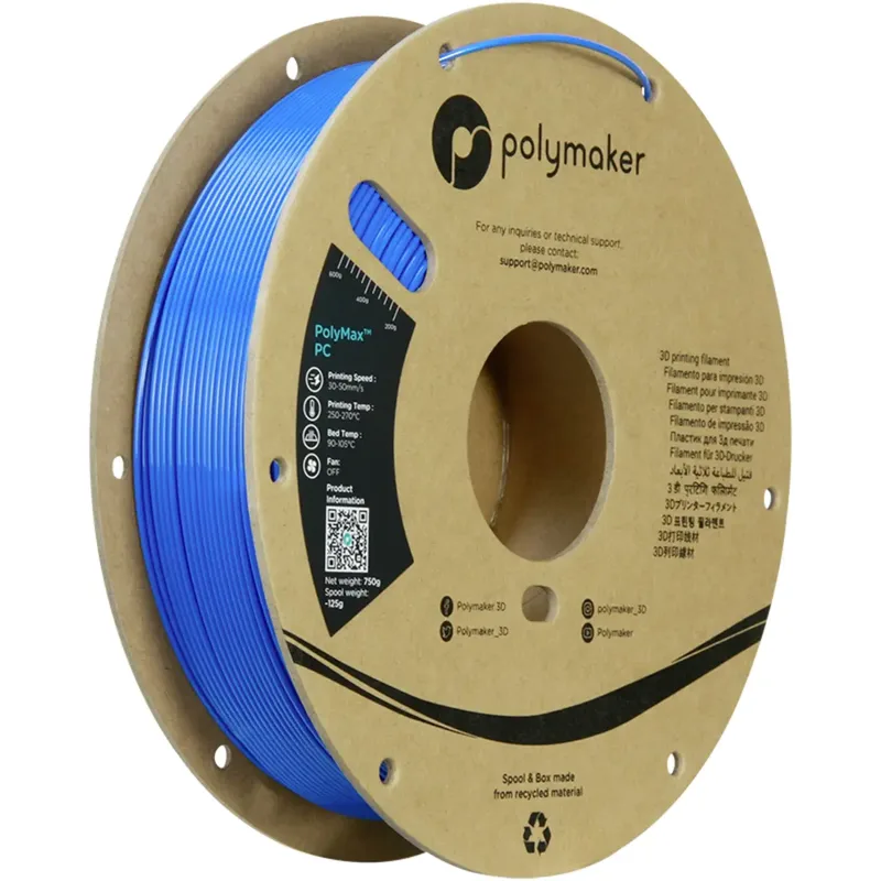 PC02011 Filament PC (Polycarbonat) schlagfest, hitzebeständig 1.75 mm 750 g Blau PolyMax™ 1 St. von Polymaker – Produktfoto