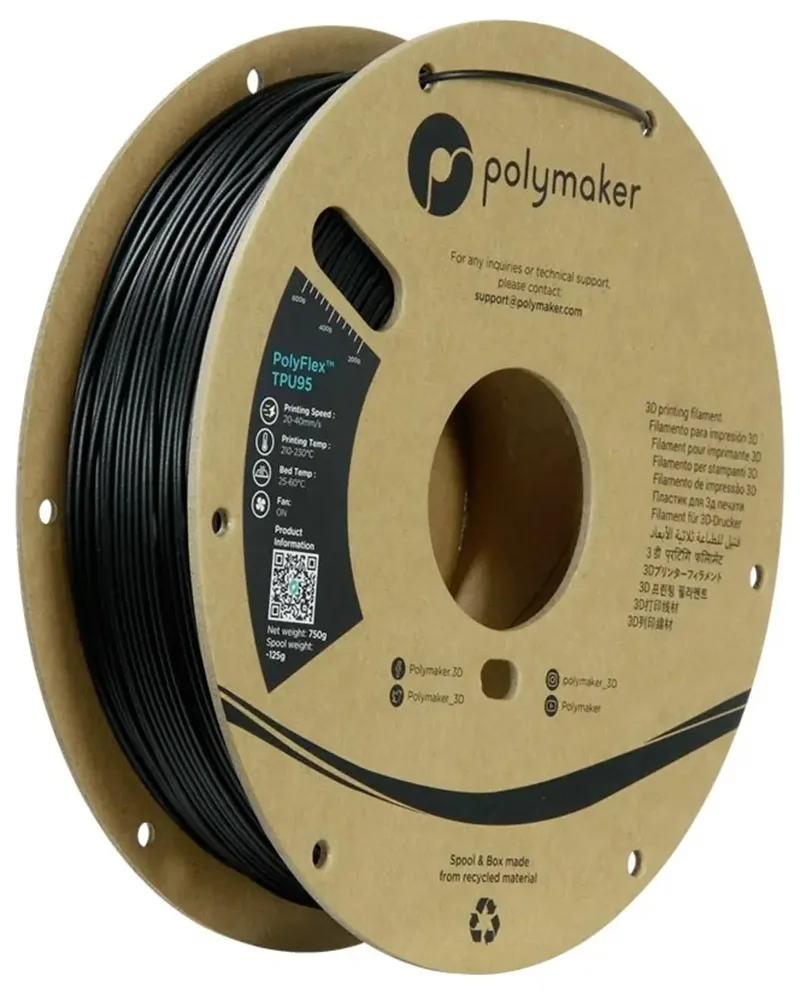 PD01001 PolyFlex TPU-95A Filament TPU flexibel 1.75 mm 750 g Schwarz PolyFlex 1 St. von Polymaker – Produktfoto