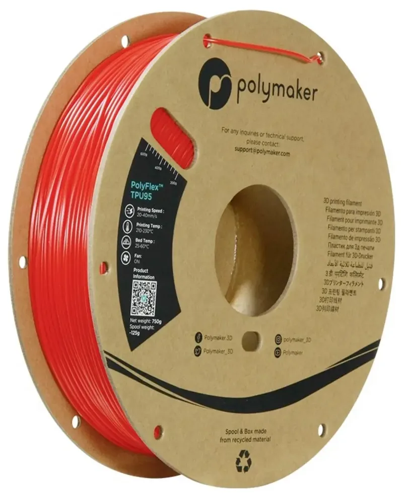 PD01003 PolyFlex TPU-95A Filament TPU flexibel 1.75 mm 750 g Rot 1 St. von Polymaker – Produktfoto