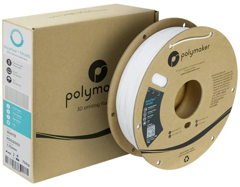 PD02002 TPU90 Filament TPU Flexibel 1.75 mm 750 g Wit PolyFlex™ 1 stuk(s) van Polymaker in Kleurloos – productfoto