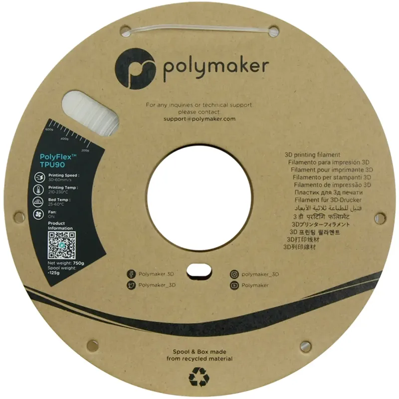 PD02004 TPU90 Filament TPU Flexibel 1.75 mm 750 g Helder PolyFlex™ 1 stuk(s) by Polymaker in Kleurloos – product photo 2 of 2