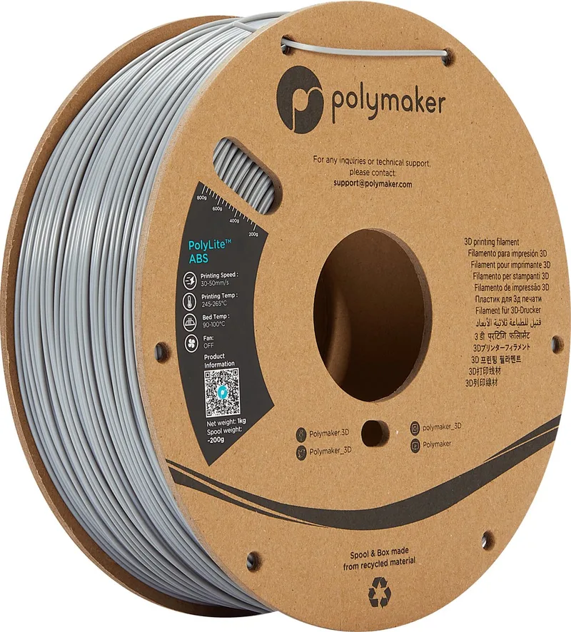 PE01003 PolyLite Filament ABS kunststof Geurarm 1.75 mm 1000 g Grijs 1 stuk(s) från Polymaker, Kleurloos – produktbild 1 av 2
