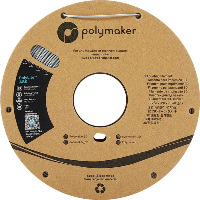 PE01003 PolyLite Filament ABS kunststof Geurarm 1.75 mm 1000 g Grijs 1 stuk(s) från Polymaker, Kleurloos – produktbild 2 av 2