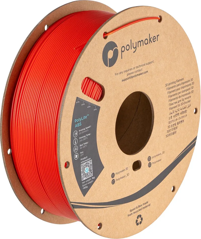 PE01004 PolyLite Filament ABS kunststof Geurarm 1.75 mm 1000 g Rood 1 stuk(s) van Polymaker in Kleurloos – productfoto