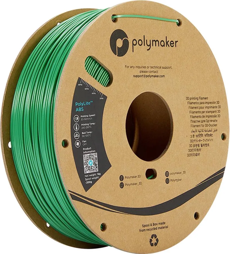 PE01005 PolyLite Filament ABS kunststof Geurarm 1.75 mm 1000 g Groen 1 stuk(s) van Polymaker in Kleurloos – productfoto