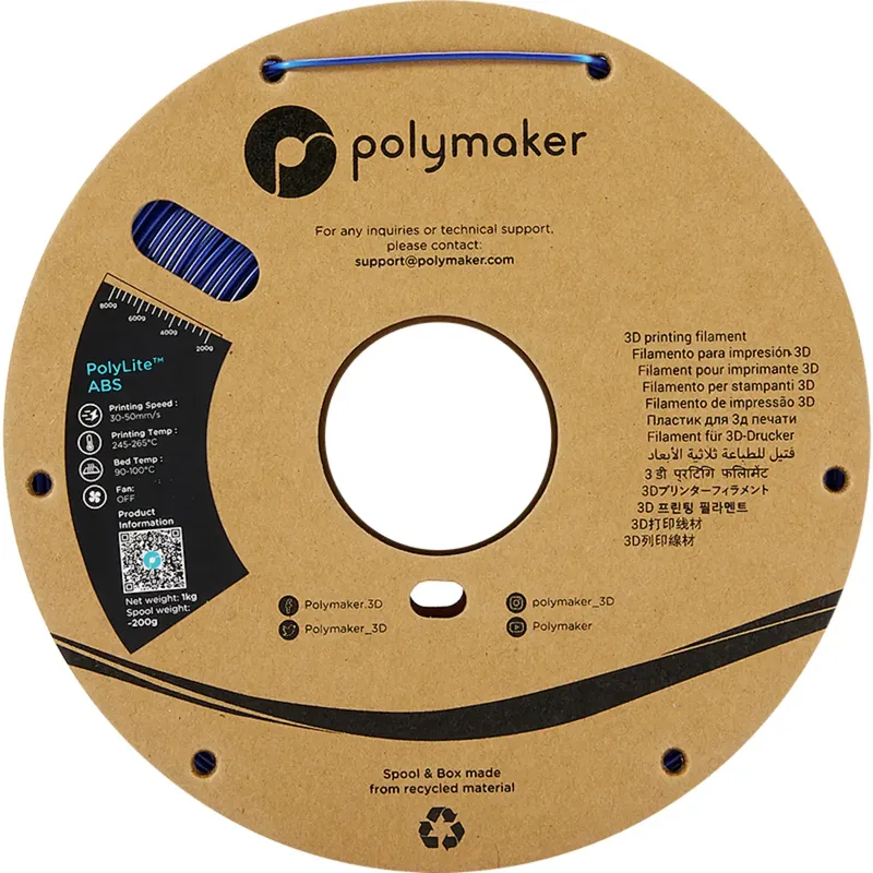 PE01007 PolyLite Filament ABS kunststof Geurarm 1.75 mm 1000 g Blauw 1 stuk(s) van Polymaker in Kleurloos – productfoto 2 van 2
