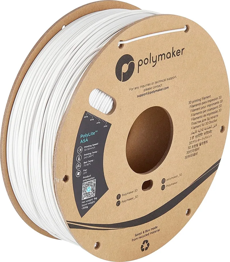 PF01002 PolyLite Filament ASA UV-bestendig, Weerbestendig, Hittebestendig 1.75 mm 1000 g Wit 1 stuk(s) fra Polymaker, Kleurloos – produktbillede 1 af 2