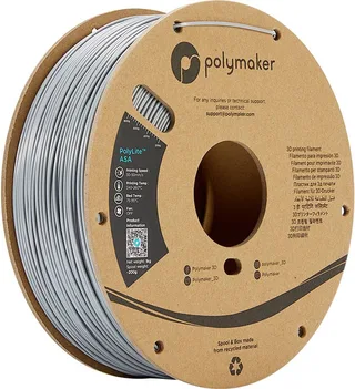 PF01003 PolyLite Filament ASA UV-bestendig, Weerbestendig, Hittebestendig 1.75 mm 1000 g Grijs 1 stuk(s) van Polymaker in Kleurloos – productfoto 1 van 2