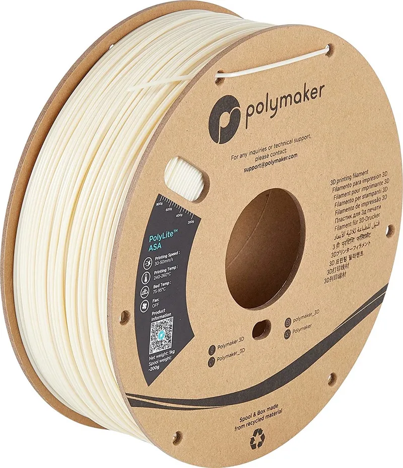 PF01006 Natural Filament ASA UV-bestendig, Weerbestendig, Hittebestendig, Slagvast 1.75 mm 1000 g Natuur Poly från Polymaker, Kleurloos – produktbild 1 av 2