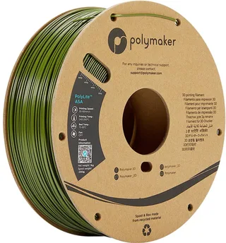 PF01009 Army Green Filament ASA Weerbestendig, UV-bestendig, Hittebestendig 1.75 mm 1000 g Army groen PolyLit från Polymaker, Kleurloos – produktbild 1 av 2