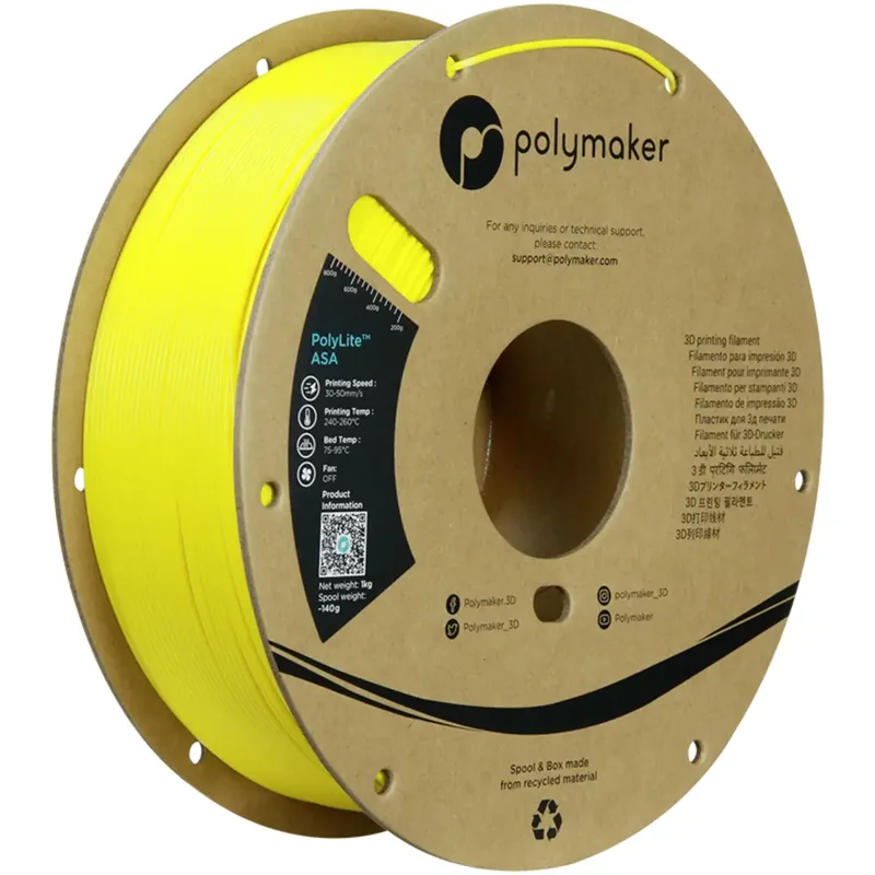 PF01031 Yellow Filament ASA UV-beständig, witterungsbeständig, hitzebeständig, schlagfest 1.75 mm 1000 g Gelb PolyLite™ 1 St. von Polymaker – Produktfoto