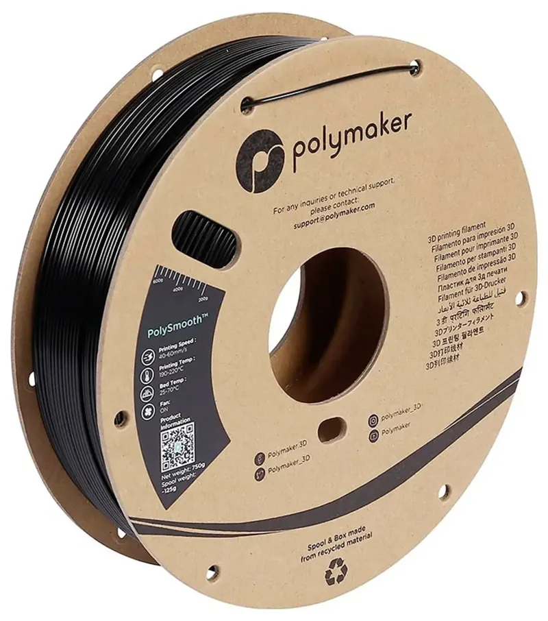 PJ01001 PolySmooth Filament PVB polierbar 1.75 mm 750 g Schwarz 1 St. von Polymaker – Produktfoto