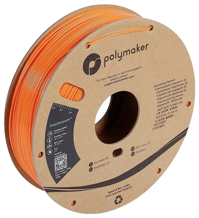 PJ01008 PolySmooth Filament PVB polierbar 1.75 mm 750 g Orange 1 St. von Polymaker – Produktfoto