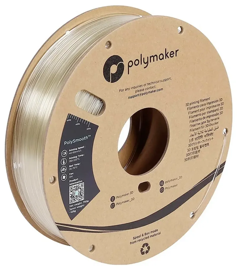 PJ01011 PolySmooth Filament PVB polierbar 1.75 mm 750 g Transparent 1 St. von Polymaker – Produktfoto