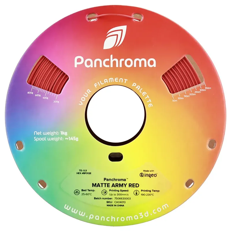 PLA MATTE 1,75mm 1kg POLYMAKER PANCHROMA PolyTerra 3D FILAMENT van Polymaker in Army Red – productfoto 2 van 2