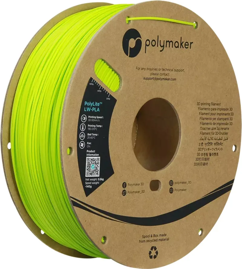 PolyLite LW-PLA 3D filament 1,75mm 0,8kg by Polymaker in Green – product photo