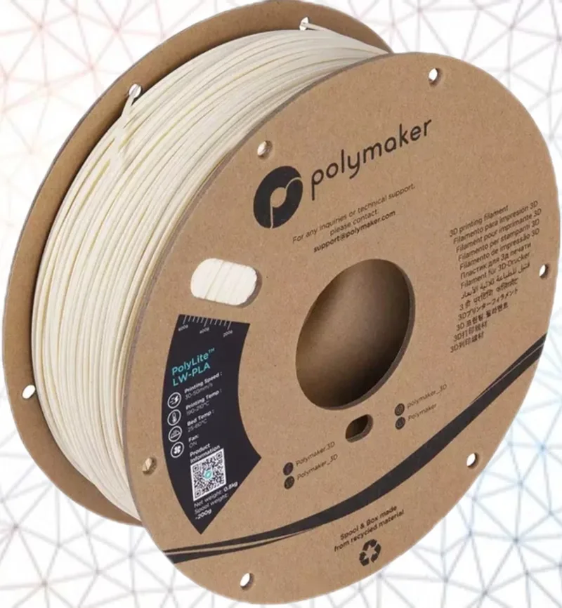 PolyLite LW-PLA 3D filament 1,75mm 0,8kg by Polymaker in White – product photo