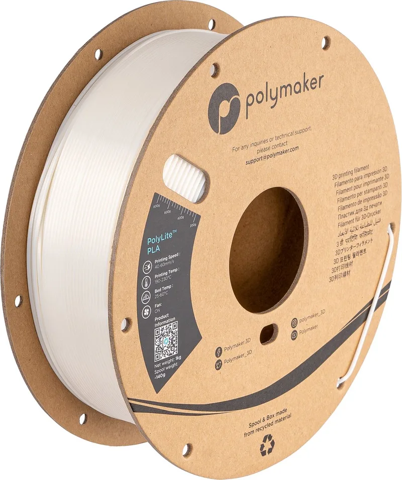 PolyLite PLA Filament Silk White 1,75mm 1KG van Polymaker in Wit – productfoto