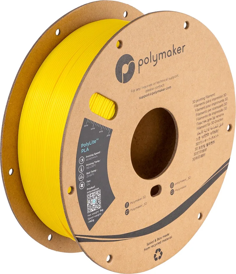 PolyLite PLA Filament Silk Yellow 1,75mm 1KG van Polymaker in Geel – productfoto