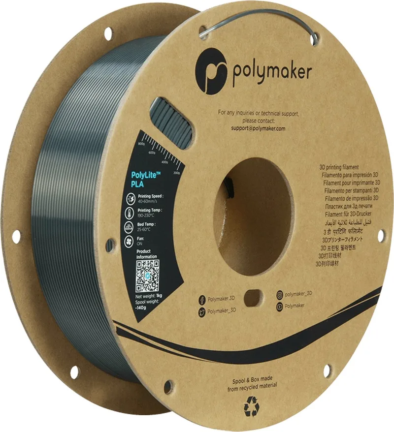 PolyLite PLA Silk Gunmetal Grey 1.75 mm 1KG van Polymaker in Gunmetal Grijs – productfoto