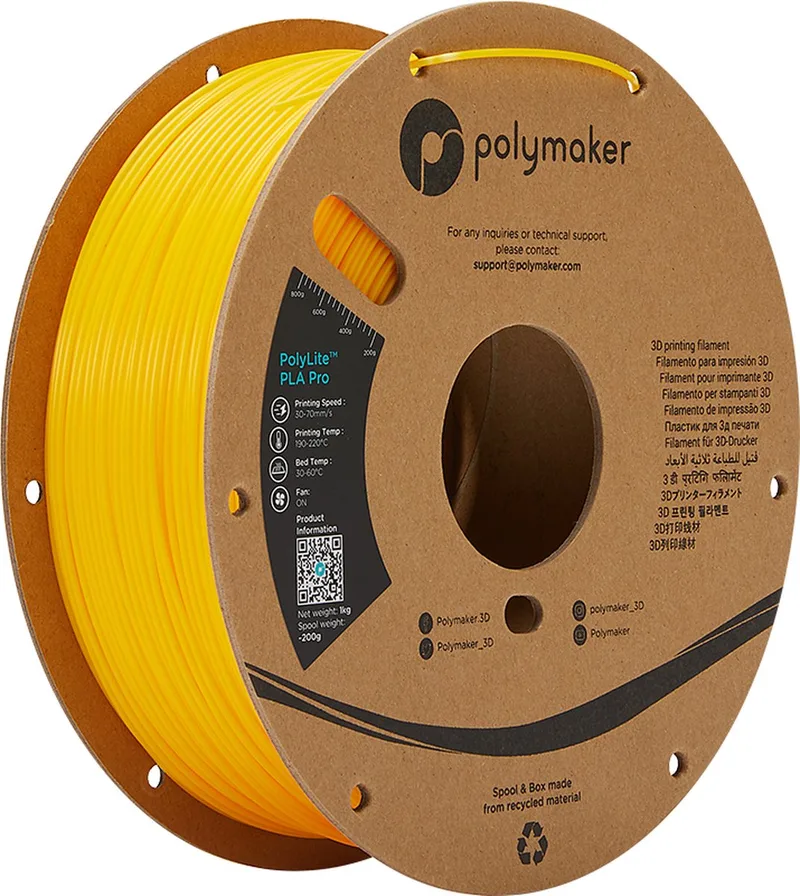 POLYLITE™ PLA PRO 3D filament Yellow Jam free 1.75 mm 1KG van Polymaker in Geel – productfoto