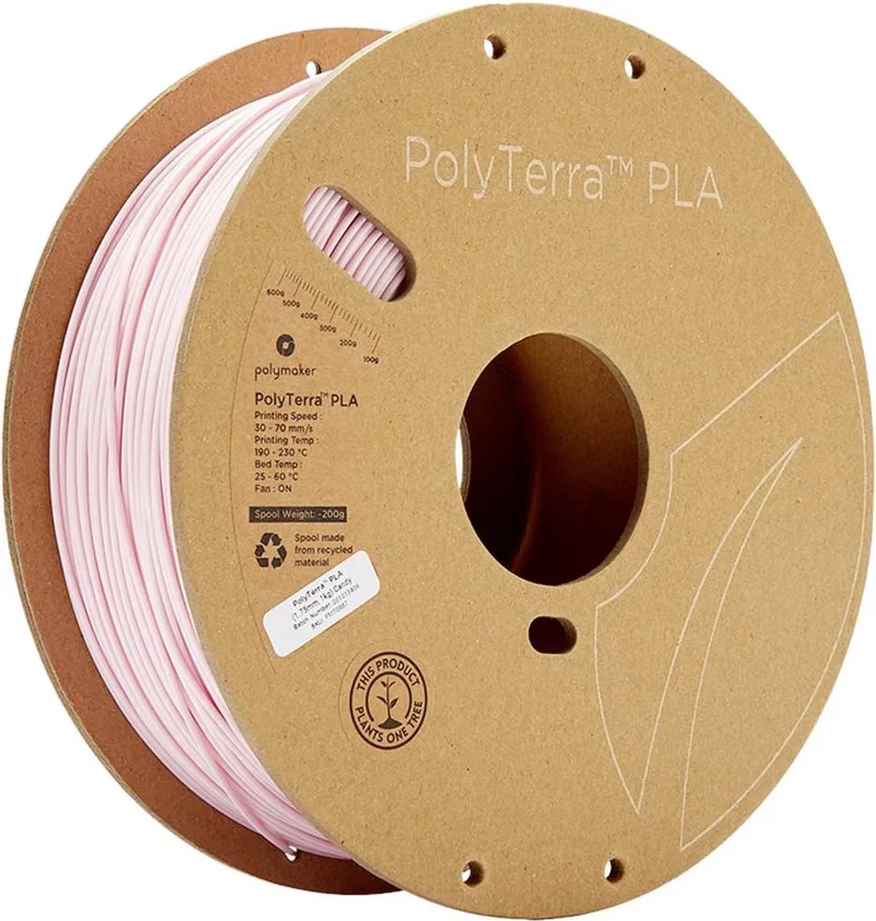 Polymaker 70867 PolyTerra PLA Filament PLA kunststof Gering kunststofgehalte 1.75 mm 1000 g Pastelroze 1 stuk(s) från Polymaker, Kleurloos – produktbild