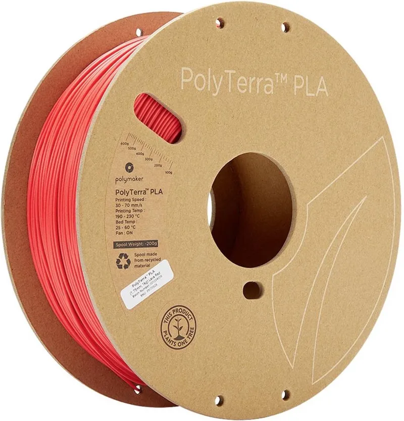 Polyterra PLA filament 1.75 mm - 1 kg - Lava Red van Polymaker in Rood – productfoto