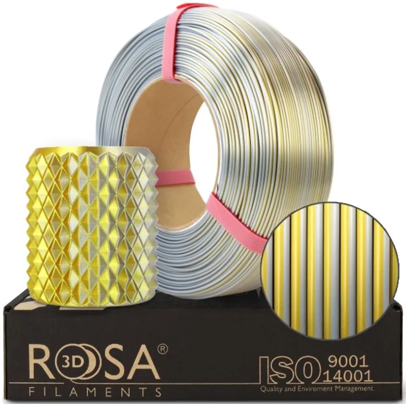 PLA Silk magic Goud-Zilver 1,75 mm 1 kg Refill Filament fra Rosa3D – produktbillede