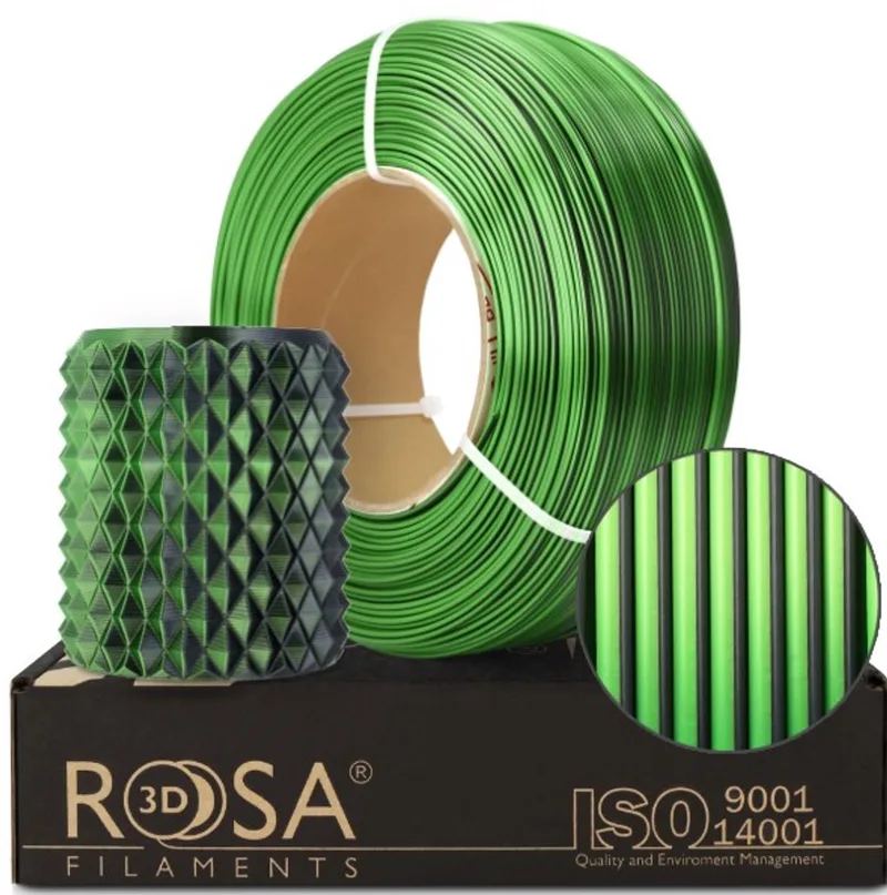 PLA Silk Mistic Groen 1,75 mm 1 kg Refill Filament van Rosa3D – productfoto