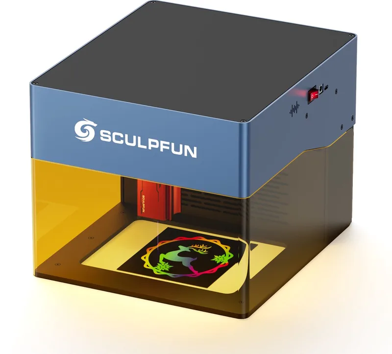 iCube Pro 5W Laser Graveermachine - met Rookfilter - 125x125mm Werkgebied - 0,06 mm Laserpunt - App-verbinding - Blauw van Sculpfun – productfoto