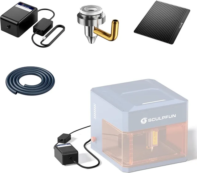 iCube Ultra Air Assist Kit - voor iCube Ultra Serie Laser Graveermachine - iCube Ultra Lasergraveermachine Accessoires - Hogedrukluchtpomp Kit met Uiterst Stabiele Luchtdruk Uitlaat - Accessoires voor Lasergraveerder