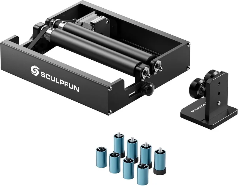 RA Mini Laser Rotary Roller - voor C1, iCube, iCube Pro, iCube Pro Max en iCube Ultra Laser Graveermachine - Roller voor het Graveren van Cilindrische Voorwerpen - Accessoires voor lasergraveermachines van Sculpfun – productfoto