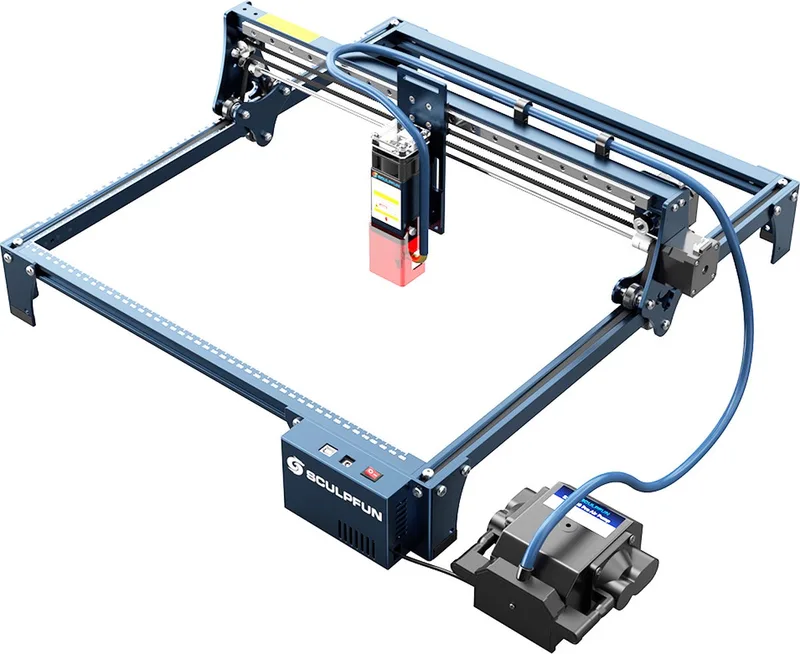 S30 Pro 10W lasergraveersnijmachine, automatische luchtondersteuning, 0,06 x 0,08 mm laserfocus, 32-bits moederbord, vervangbare lens, graveergrootte 410 x 400 mm, uitbreidbaar tot 935 x 905 mm van Sculpfun – productfoto