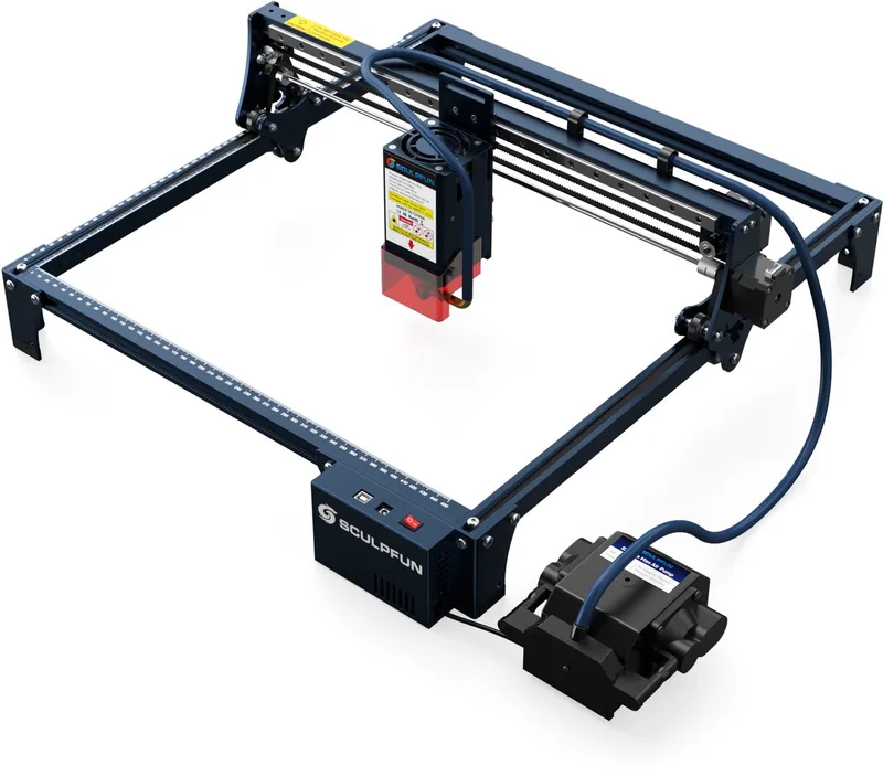 S30 Pro Max 20W Laser Graveermachine - 0.08*0.01mm Laser Focus - Met Air Assist - M8-moederbord - Verwisselbaar Lensontwerp - Blauw van Sculpfun – productfoto