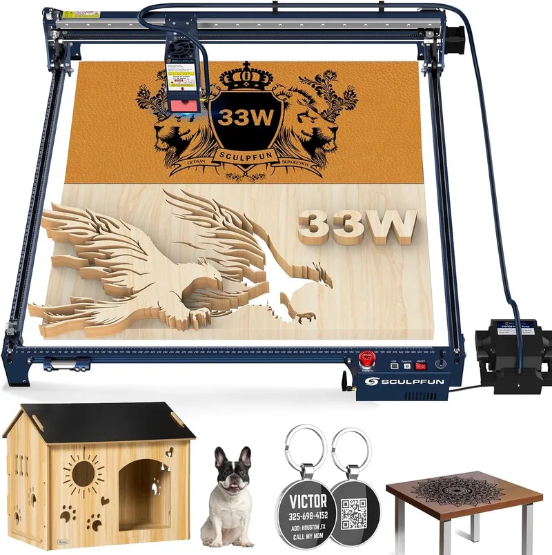 S30 Ultra 33W Laser Graveermachine - Laser Cutter - met Auto Air Assist - werkgebied van 600 x 600 mm - Lasergraveermachine voor hout en metaal - Volledig Metalen Lasergraveerder - Lasersnijmachine van Sculpfun – productfoto
