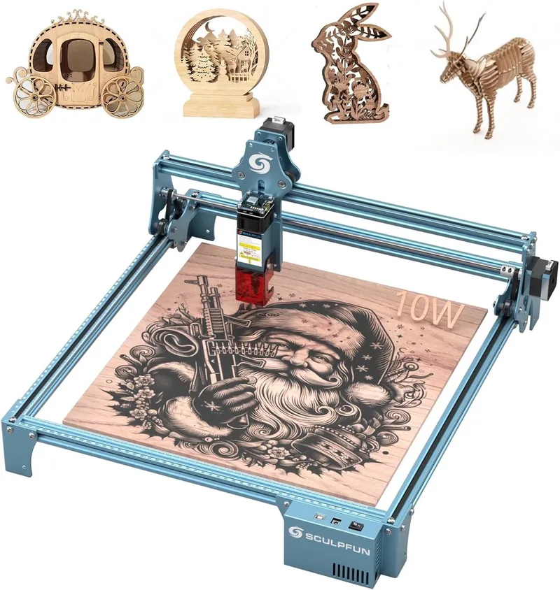 S9 Pro Laser Graveermachine - 10W Lasergraveermachine - 0.01mm Graveernauwkeurigheid - Laser Cutter - Volledig Metalen Lasergraveerder - Lasersnijmachine voor Hout - 400 x 410 mm Graveren by Sculpfun – product photo