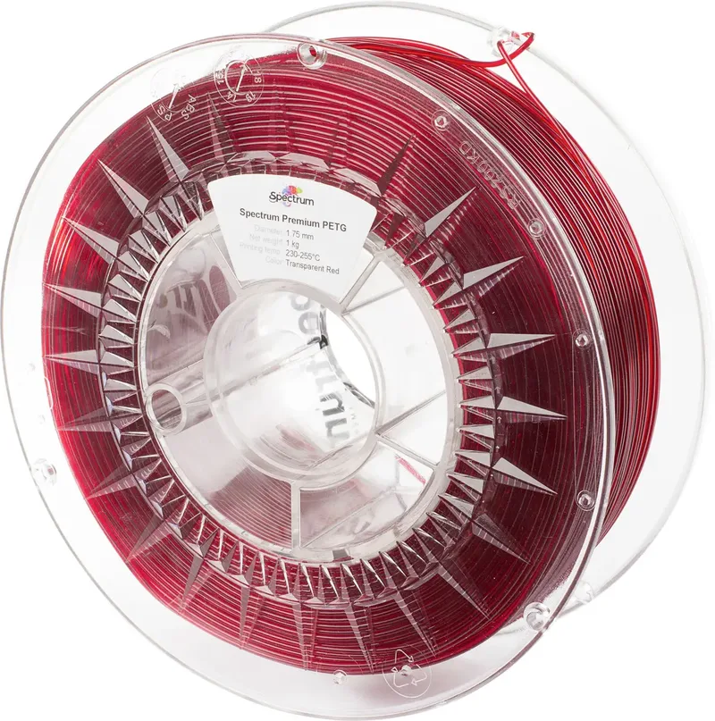 Spectrum Filaments 80050 PET-G Premium Filament PETG chemisch beständig, schlagfest 1.75 mm 1000 g Transparent Red, Rot 1 St. von Spectrum Filaments – Produktfoto